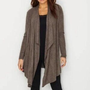 Barefoot Dreams CozyChic Lite Hi Lo Calypso Cardigan Sweater Cocoa Brown Sz L/XL